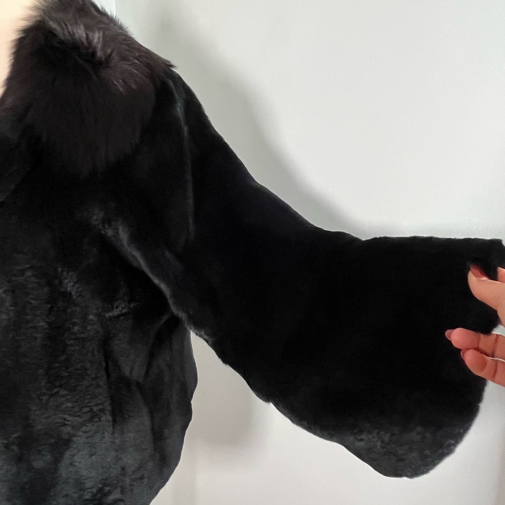 Black fur swing coat jacket size L - Picture 11 of 13